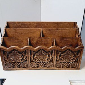 Vintage Lerner Desk Organizer 3 Tier/ 6 Slot Holder Faux Wood Caddy Mail Letter